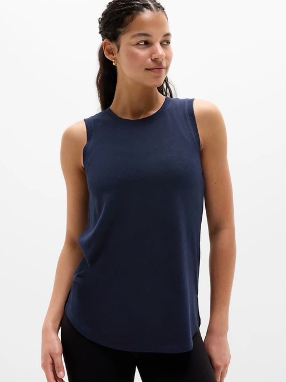 Athleta Black Muscle Tank High Crew Neck Size 1X